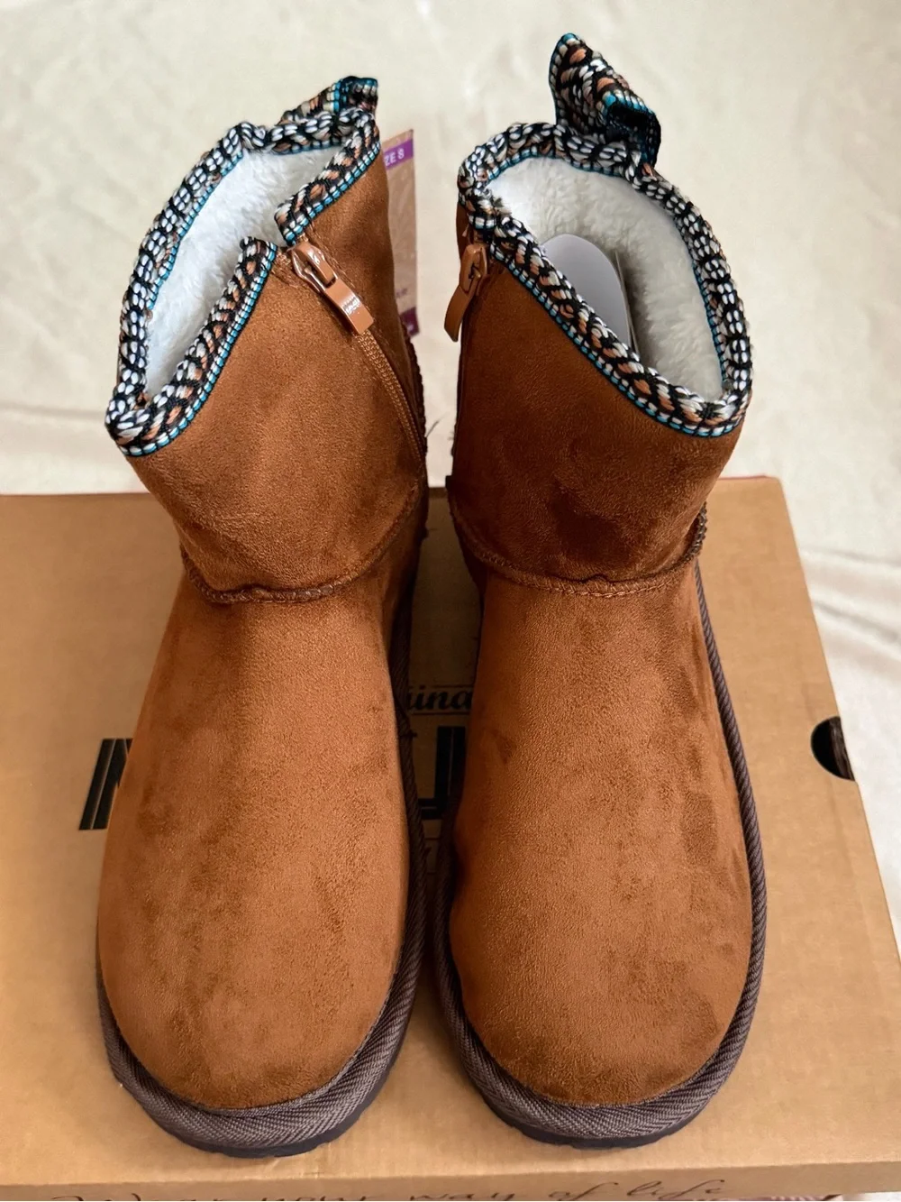Muk Luks Side Zip Winter Boots - Tasha Chestnut Size 8 New In Box